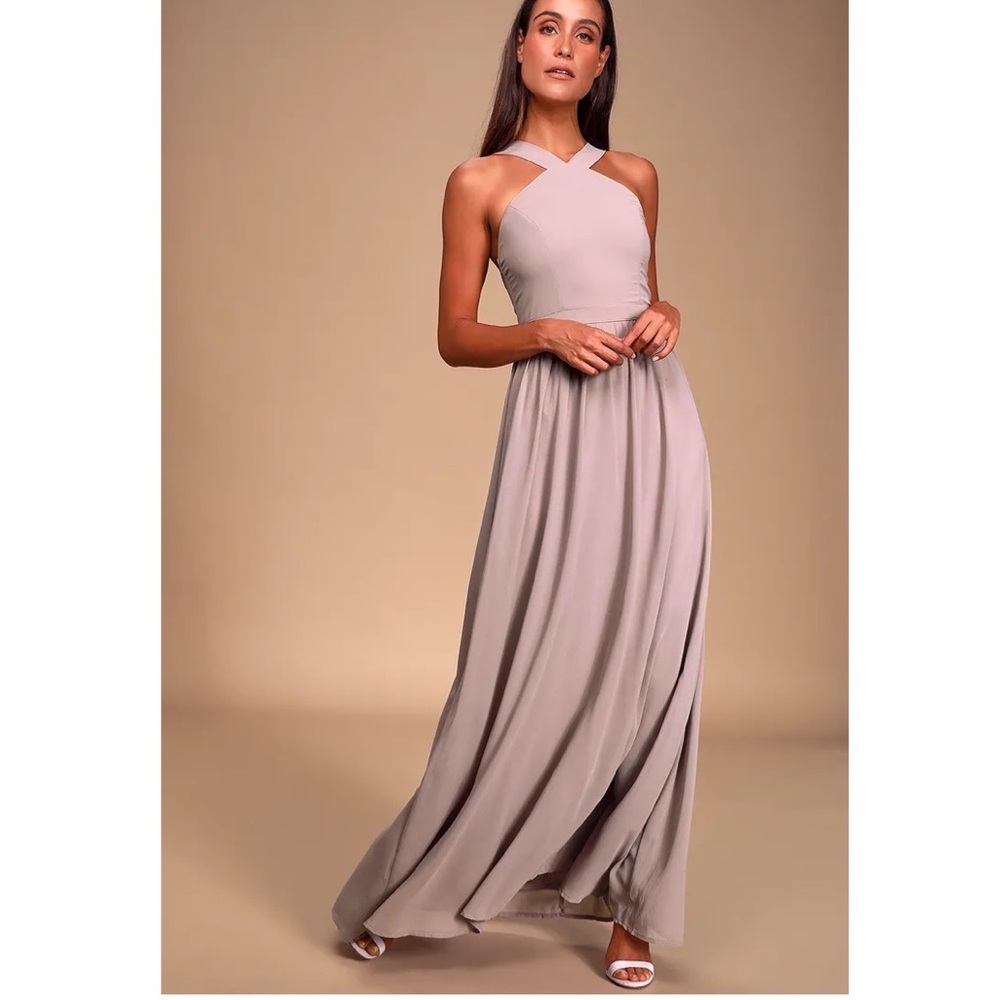 Lulus Air of Romance Taupe Maxi Dress - only worn once!